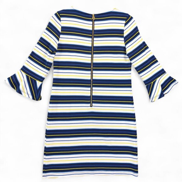 Draper James Dress Sz XS Bell Sleeve Stripe Zipper Casual Fit Flare Mini Career - Picture 2 of 15